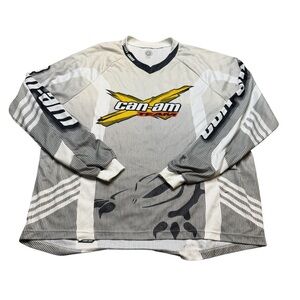 🏁 Can-Am 🏍️ Team Motocross Jersey 2XL White/Gray Vintage Off-Road Racing Top 🏁